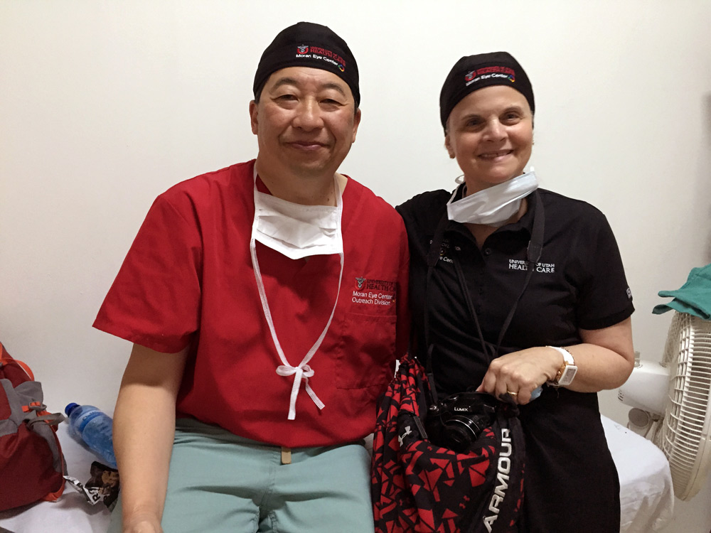 Ms. McCann with David Chang, MD, during a cataract surgery mission trip. Source: Nancey McCann