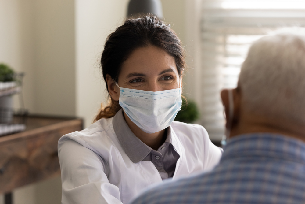 Speaking with an elderly patient