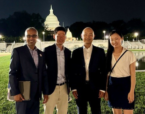 Government Relations Committee Chair Parag Parekh, MD, Government Relations Committee member Bryan Lee, MD, JD, ASCRS Vice President/President Elect Francis Mah, MD, and Government Relations Committee member Violet Lin, MD, on Capitol Hill Source: ASCRS